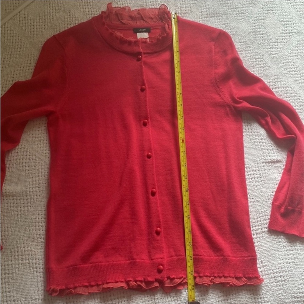 J Crew Tartine Merino Ruffle Cardigan